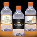 12 oz. Custom Label Spring Water w/ Orange Flat Cap - Clear Bottle